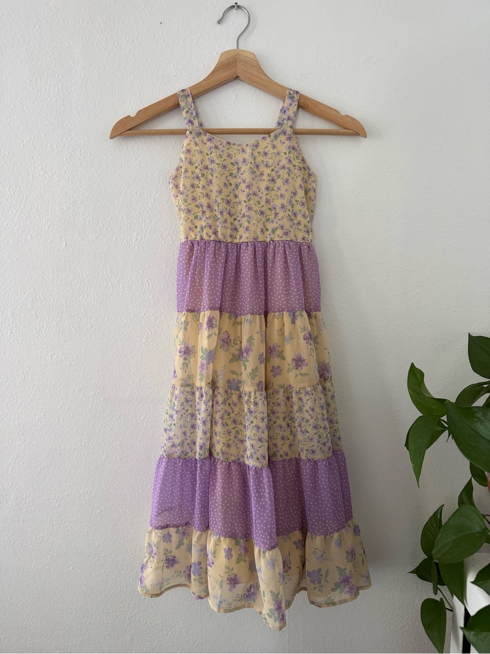 Speechless Yellow and Lavender Tiered Floral Maxi Dress